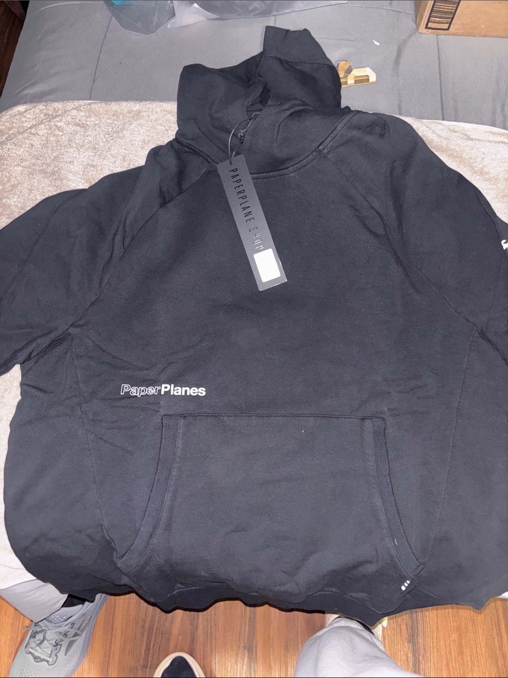 Black Pullover Hoodie - Men paperplanes
